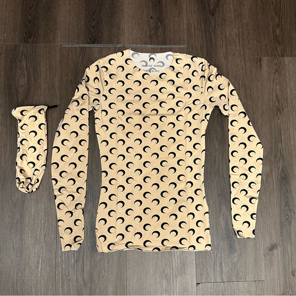 Marine Serre Beige Second Skin Moon Long Sleeve T Shirt Top